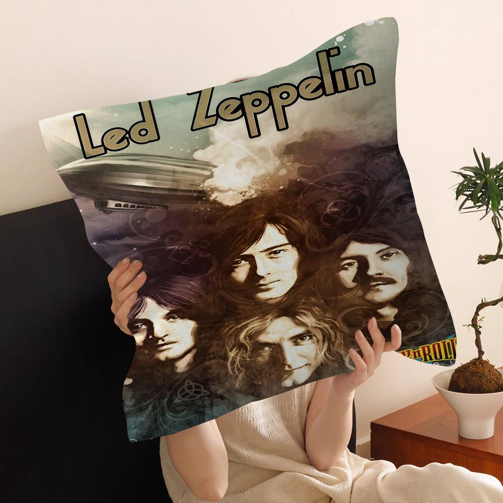 Band L-Led Z-Zeppelin Kissenbezüge Cartoon Sofa Dekoratives Zuhause Zweiseitiger Druck Kurzer Plüsch Niedlicher Kissenbezug