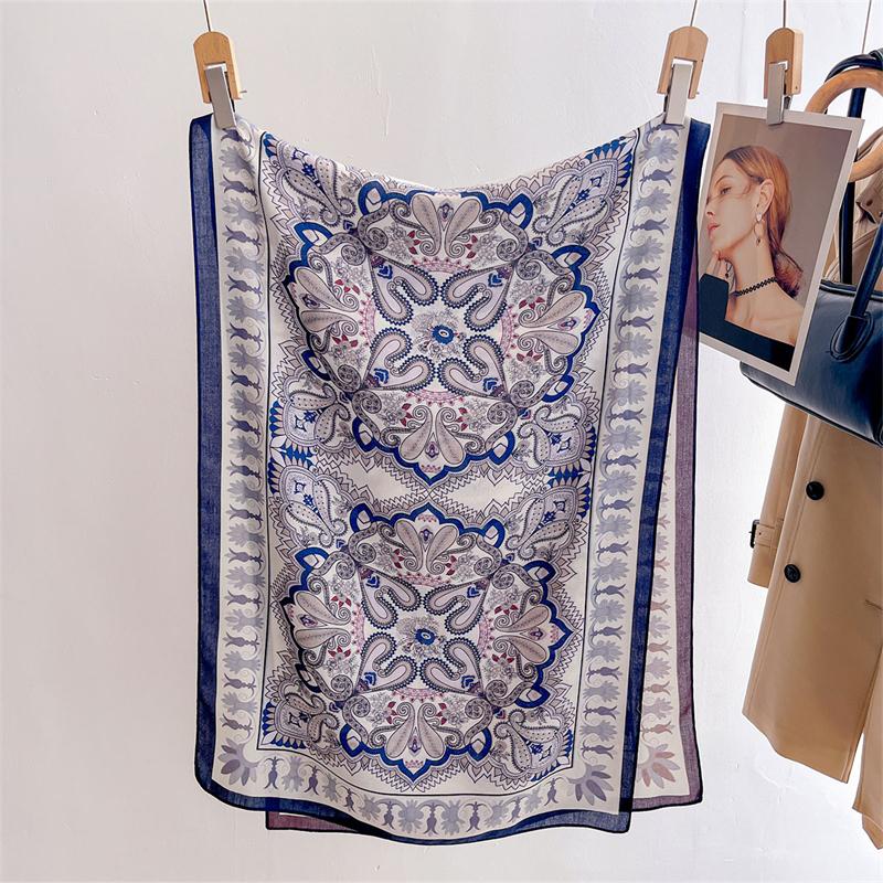 Double Side Bohemian Style Designer Paisley Women Scarf Cotton Linen Feeling Female Shawl Winter Warm Pashmina Shawl Hijab