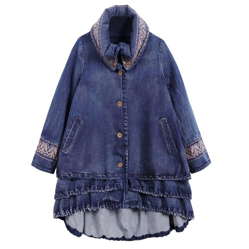 

Johnature женские зимние пальто в китайском стиле теплые парки M синий