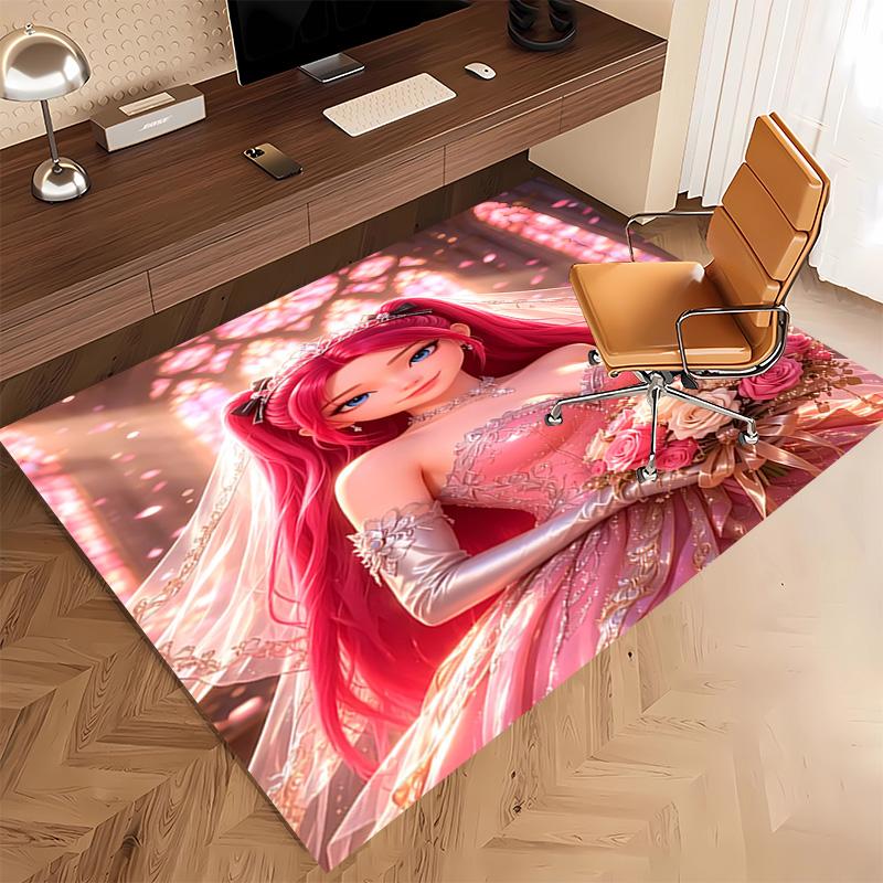 1pc Demon Hunter Print Area Rug - Soft, Washable Non-Slip Indoor Mat, Living Room, Home Office Decorative Rug,Office Decorative
