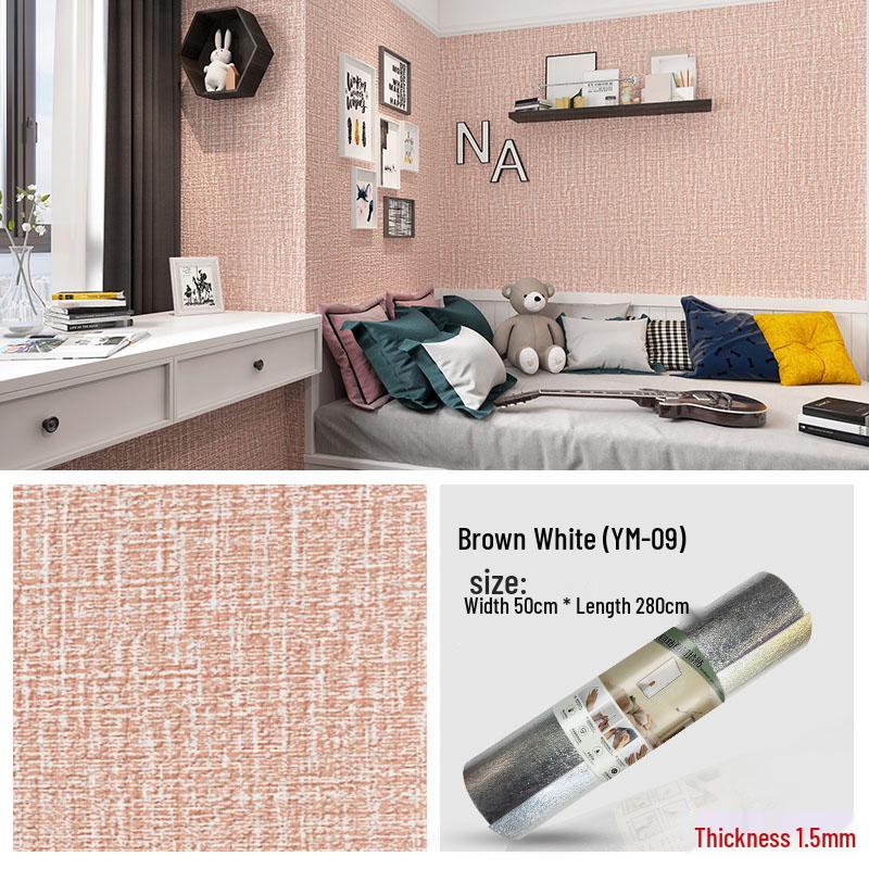 3D Self-Adhesive Linen Wallpaper: Thickened, Moisture-Proof, Light-Blocking, Thermal Insulation, Fire Retardant Aluminum Foil.