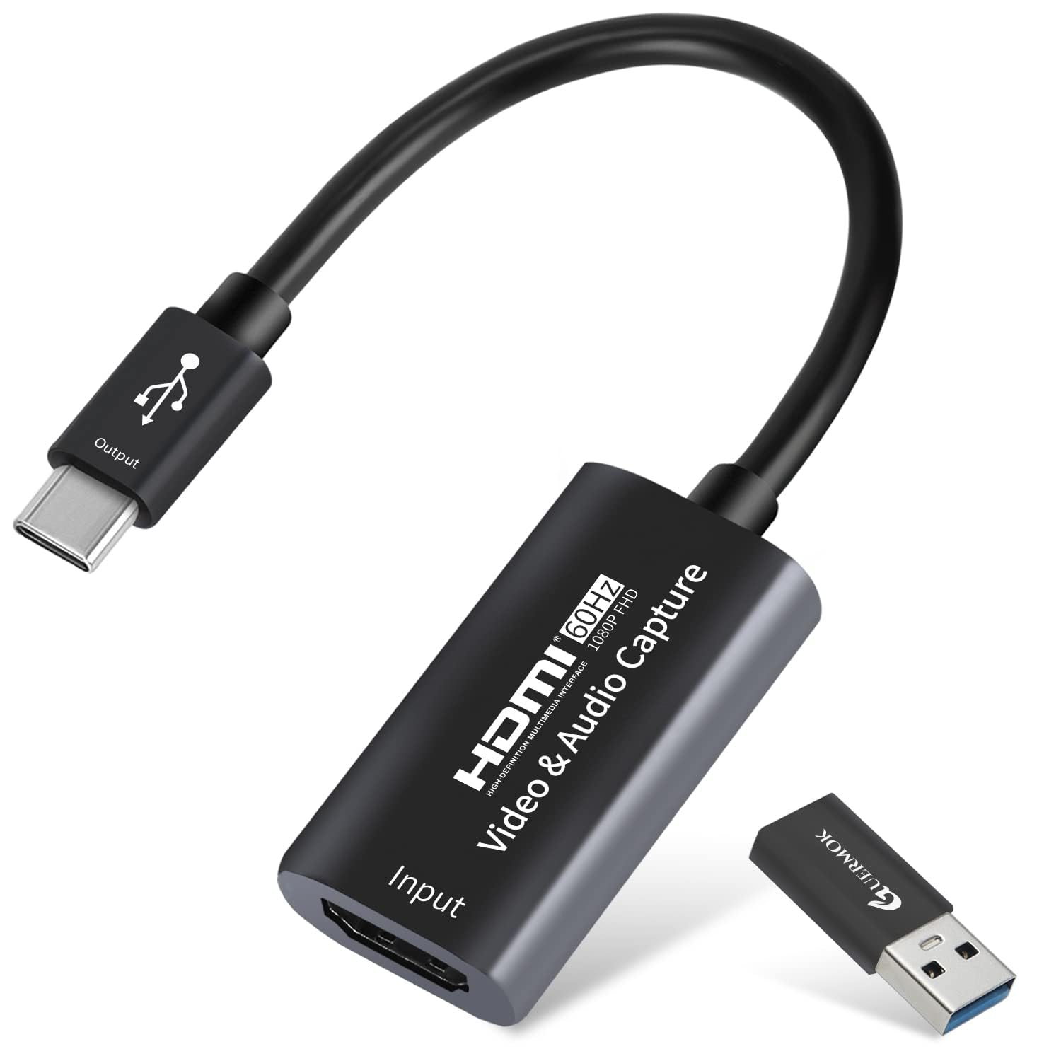 

GUERMOK Capture USB HDMI to USBC Video 4K 1080P60 Capture for Game Live Streaming Video Compatible with Windows Mac OS System for Capture Board Switch чорний