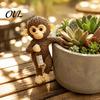 Flower Pot Accessory Planter Hanging Monkey Statue, Resin Plant Hugger, Birthday Present for Mom Cute Miniature Figurine Edge Decoration