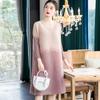Women Dress Fever Ladies Loose Slime Skirt Spring Season Round Neck Pleated Dress New Gradient Print Women's Clothing Tops