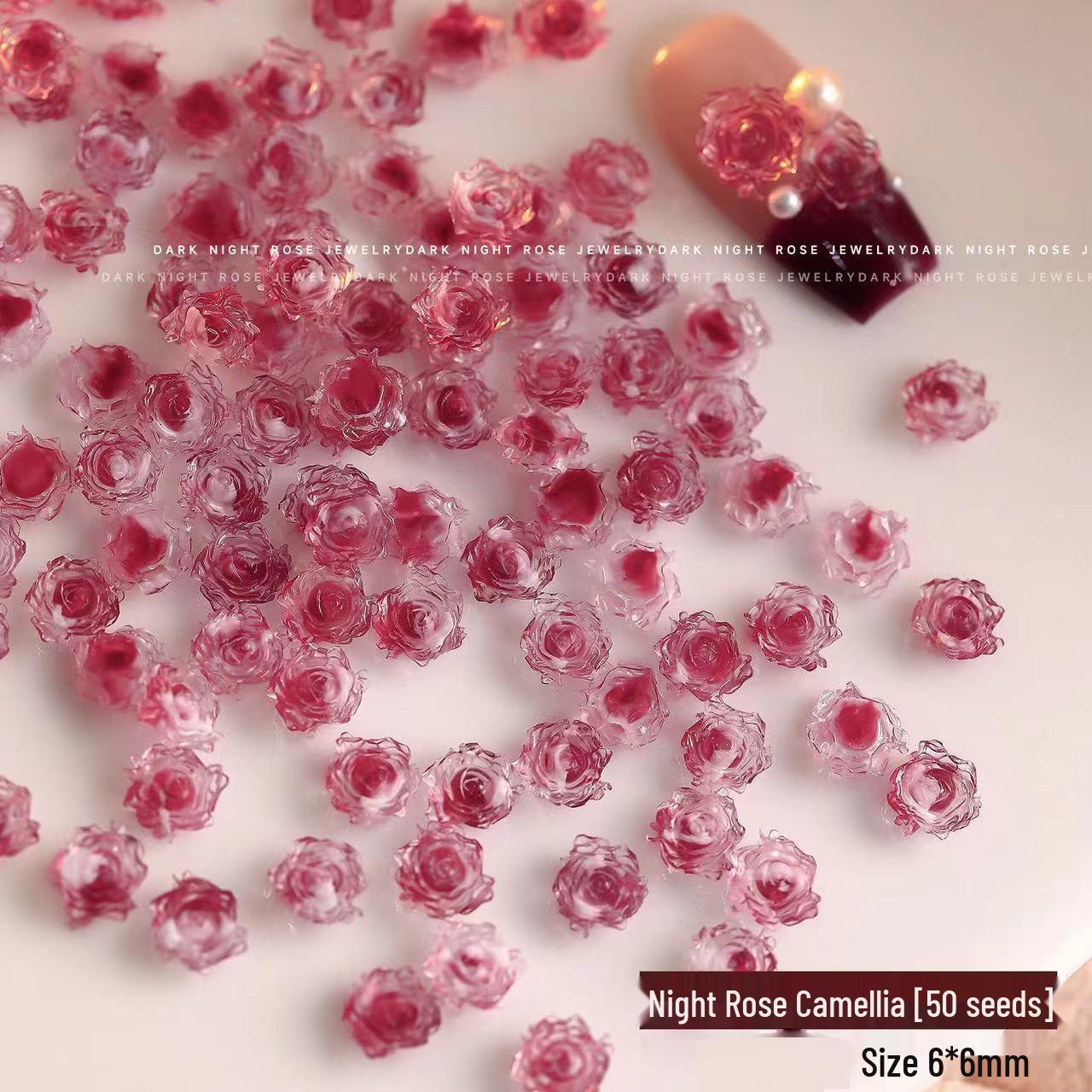 50 pcs Two-Tone Gradient Camellia Rose Nail Art Decorations