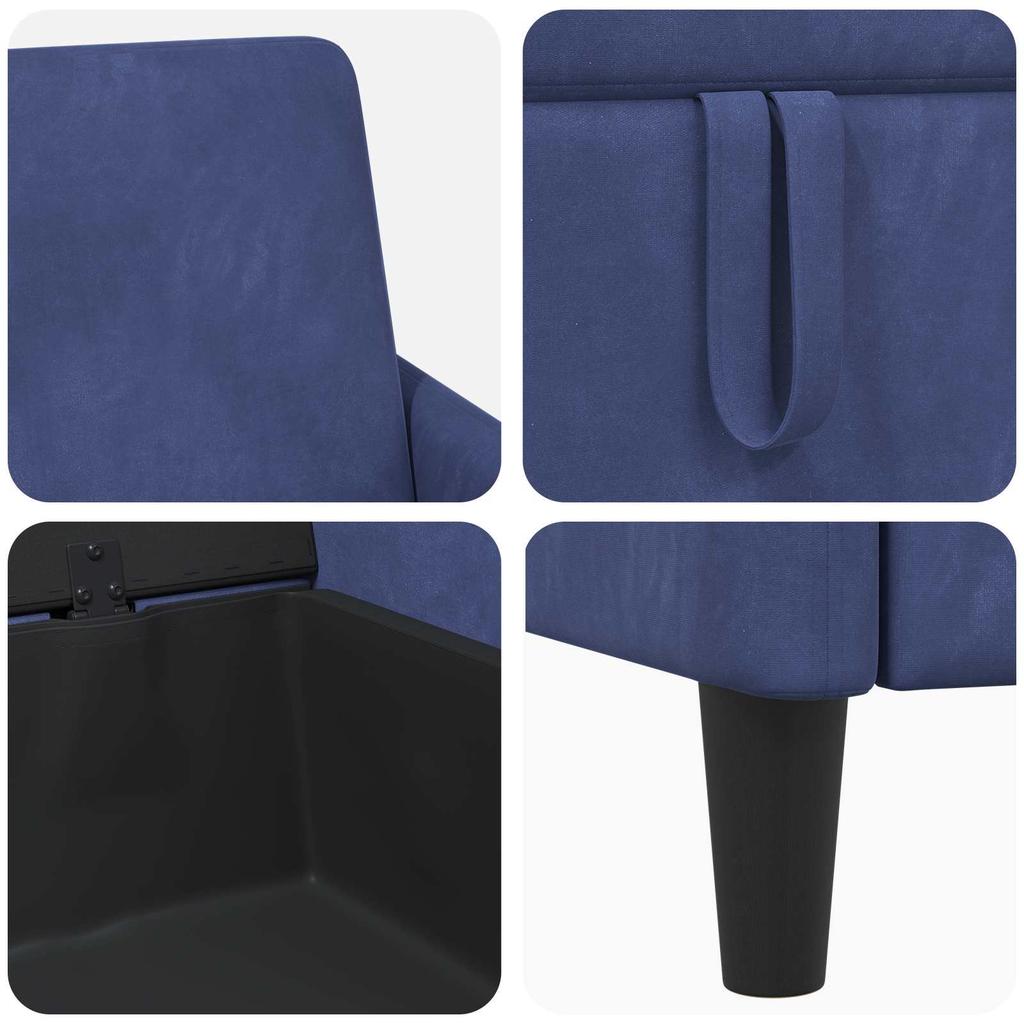 Sofa with Storage Space Police Blue 152 x 78 x 87 cm Polyester