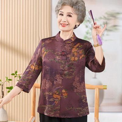 Datang Furen Mid-Aged Women's Chinese Style Cardigan Shirt