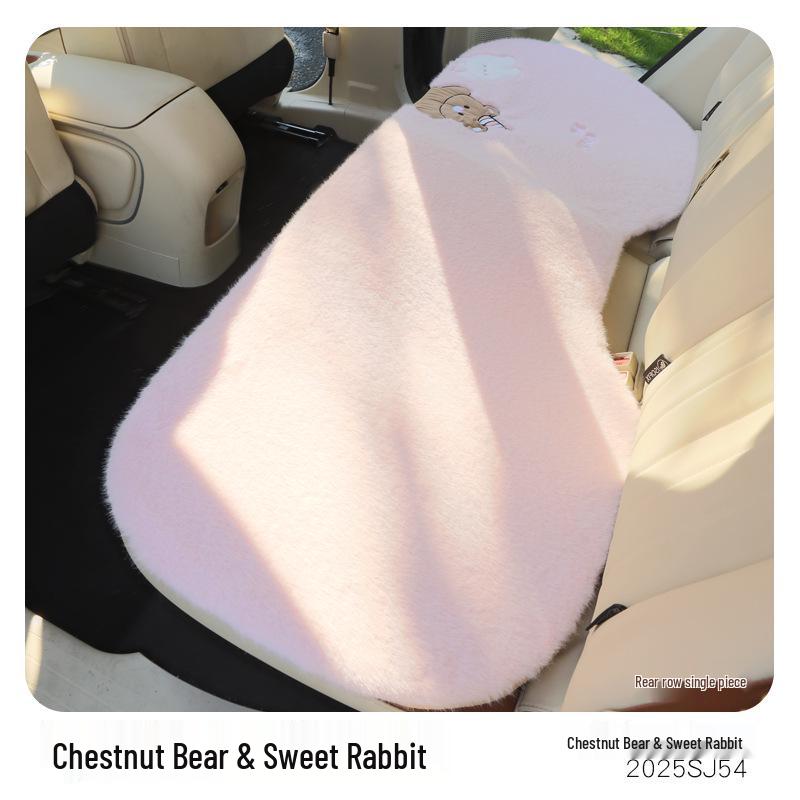 Zimowa kreskówkowa pluszowa poduszka na fotel samochodowy z misiem - Grube i ciepłe pokrycie wewnętrzne