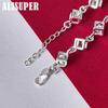925 Sterling Silver Square AAA Zircon Chain Bracelet Jewelry