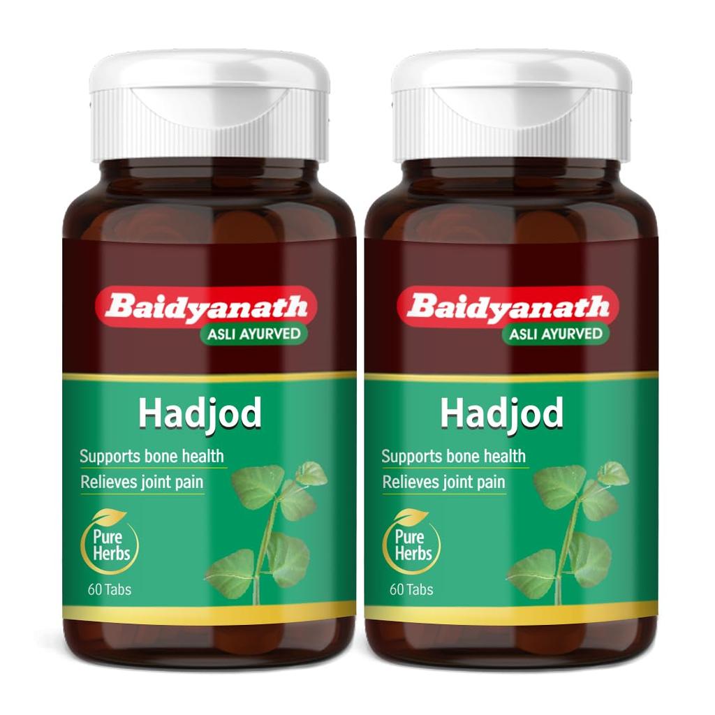Baidyanath Hadjod Tablets Bone Strength & Joint Flexibility Support Herbal Mobility Supplement 60 Tablets X Pack of 2