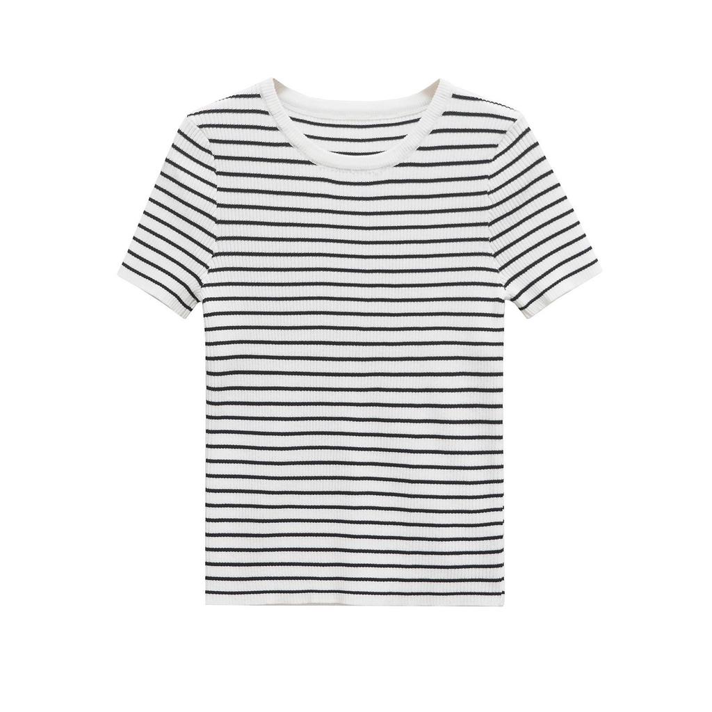 Spring 2025 Women's European American Striped Slim Fit Knit Top
