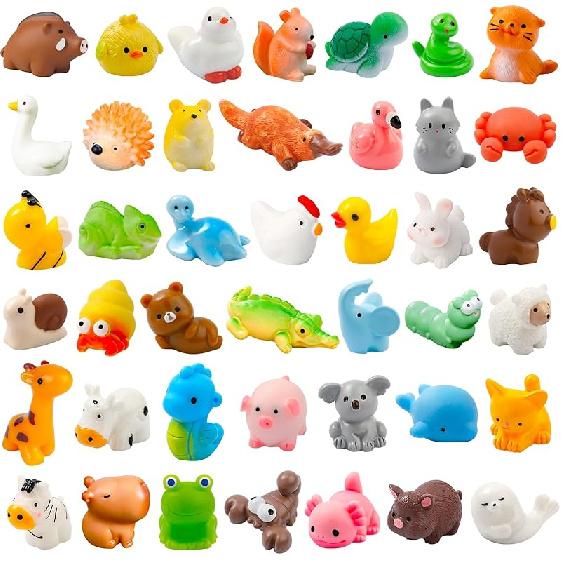 42 Pcs Mini Resin Animals 42 Styles Resin Animals Figurines Bulk for Fairy Garden Miniature Dollhouse Accessories Hide Crafts Decor