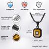 Stylish Square Pendant Necklaces for Men,Small Geometric Natural Stone Stainless Steel Pendant,Center Zircon Collars Gift