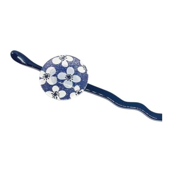pontopont 1-Stick Glass Kanzashi Small Flower Blue | Japanese Hairpin for Kimono, Yukata, Coming-of-Age Ceremony, Furisode, Traditional Japanese
