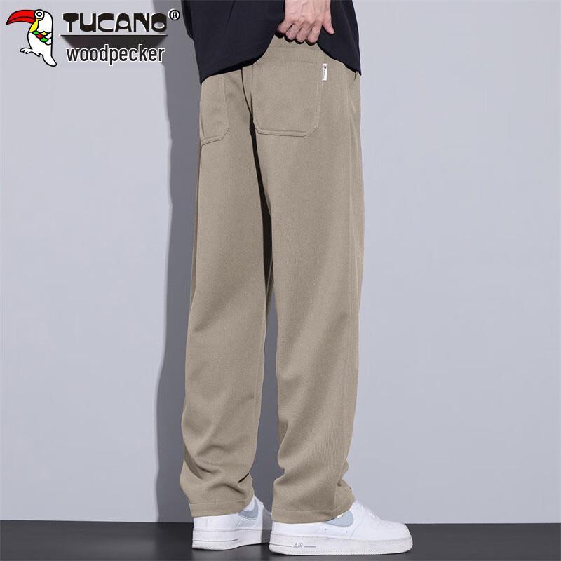 TUCANO Men's Waffle Knit Loose Straight-Leg Casual Sweatpants