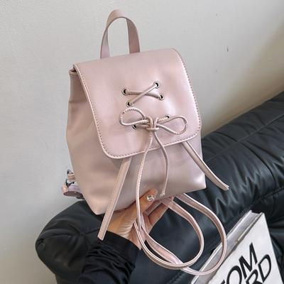 Solid Color Texture Simple Bow Casual Bag Spring New Versatile Ins Women's Backpack Women's Bag