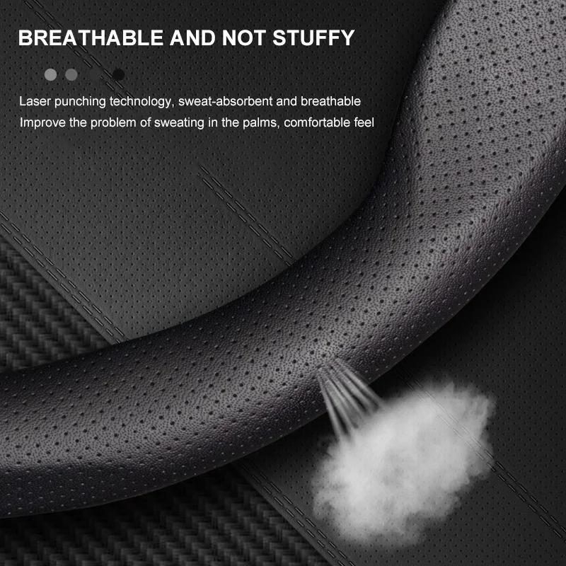 fypaj3 Car Carbon Fiber Ventilate Steering Wheel Cover Ford ST Mondeo F150 Fusion Mustang EXPLORER ESCAPE EDGE Fiesta Focus Kuga Ranger