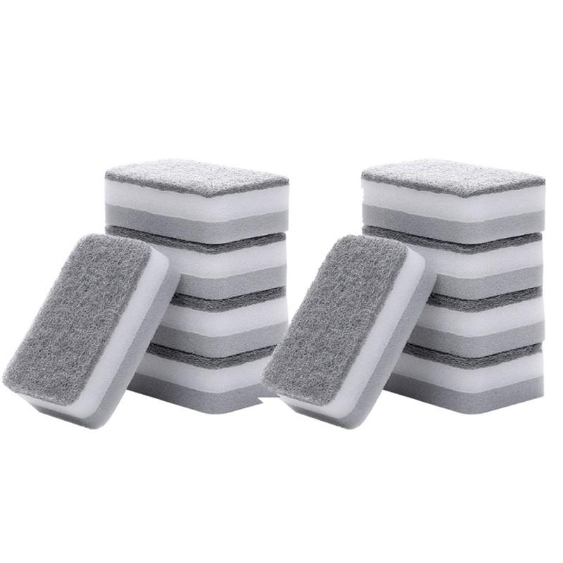 5/30PCS Home Double-sided Sponge Wipe Gray Dirt-resistant Scouring Pad Kitchen Stain Sponge Wipe Professional Cleaning Supplies