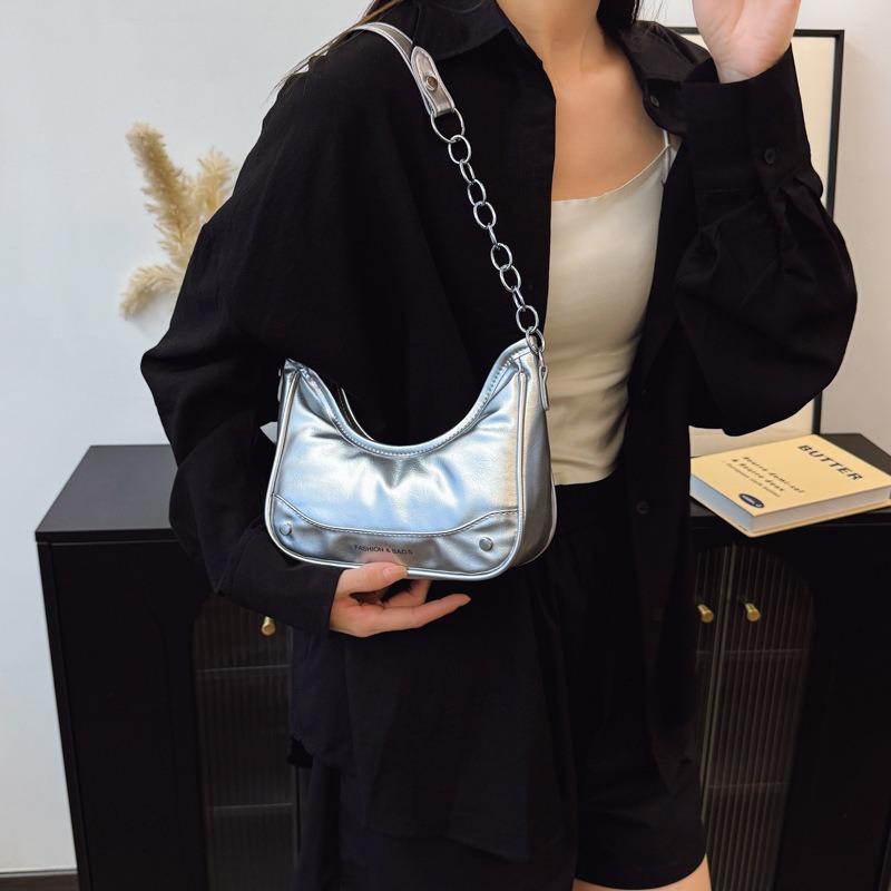 New fashion trend solid color chain shoulder armpit bag simple casual versatile portable handbag