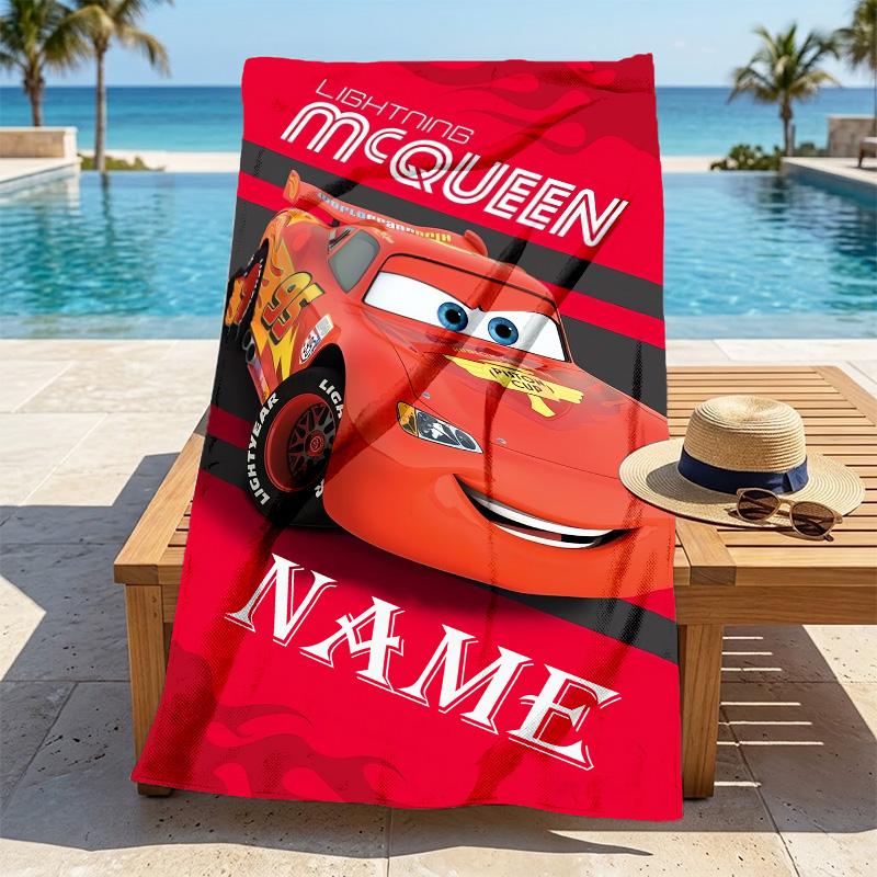 Custom Name Car Adventure Stylish Digital Printing Beach Towel Quick‑Drying Absorbent Blanket for Beach Pool Gym Travel