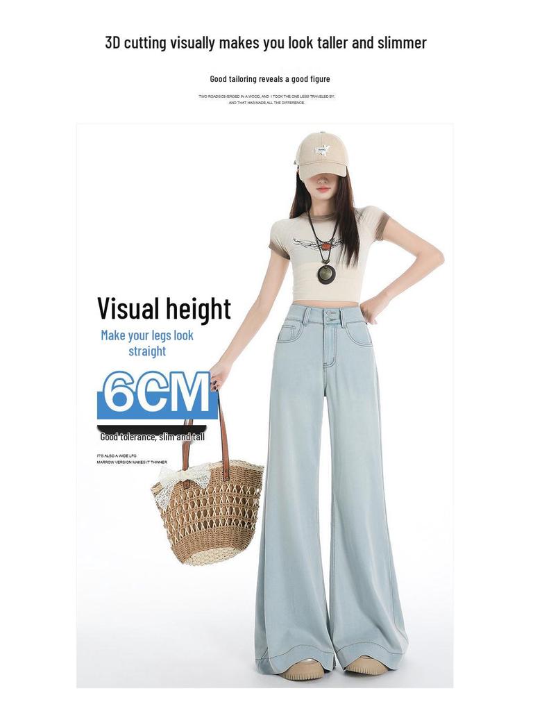 Women's Light Double-Button High-Waisted Wide-Leg Flare Jeans 2026 Summer