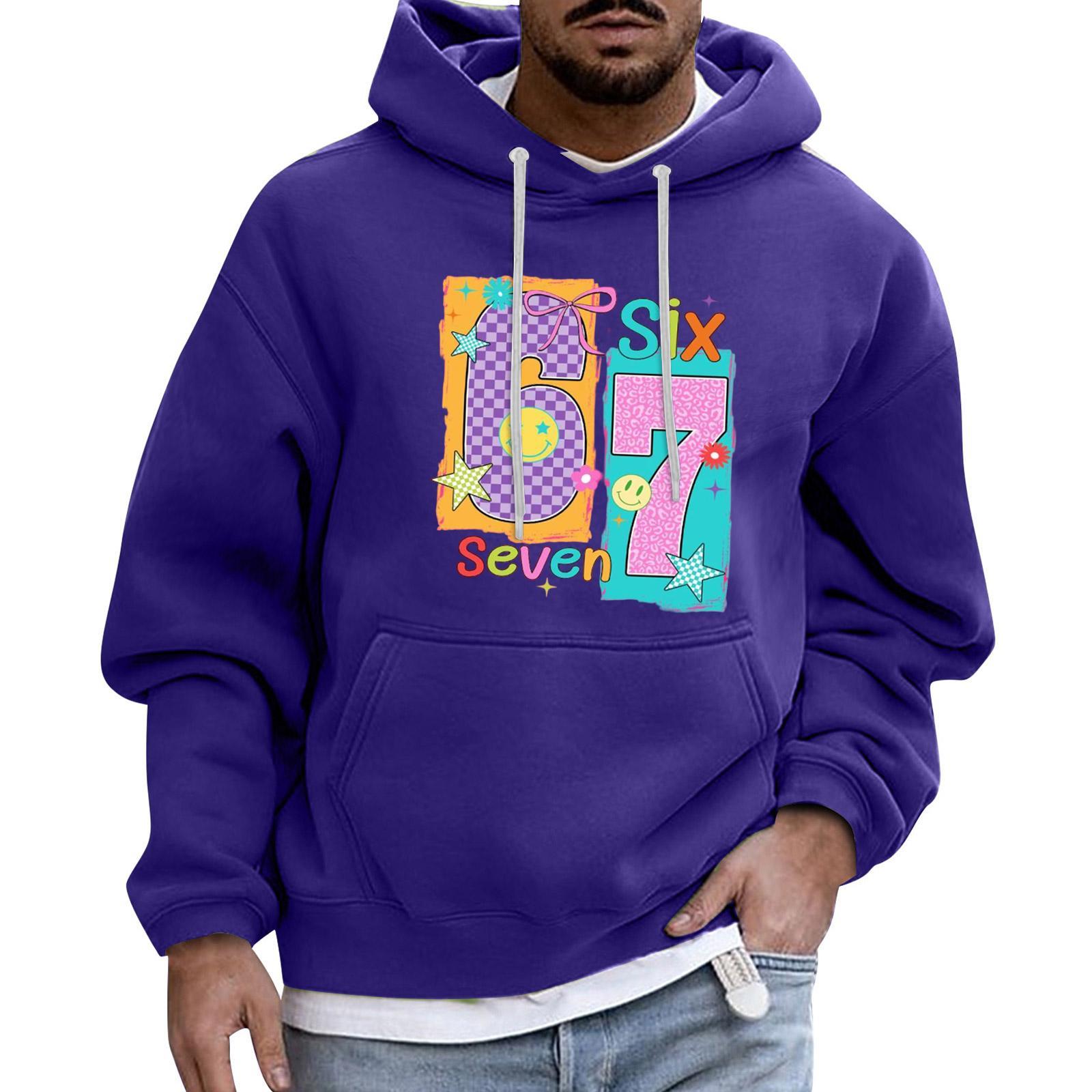 

Мужской Спортивный Повседневный С Длинными Рукавами С Карманом Капюшон Толстовка XXL фиолетовый