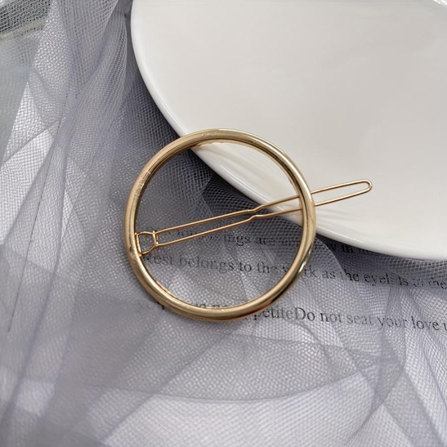 5pcs Elegant Round Hair Clip - Durable Golden Hair Accessory for Women & Men, Unisex Adult Everyday Styling, Secure Hold for Casual & Formal Occasions