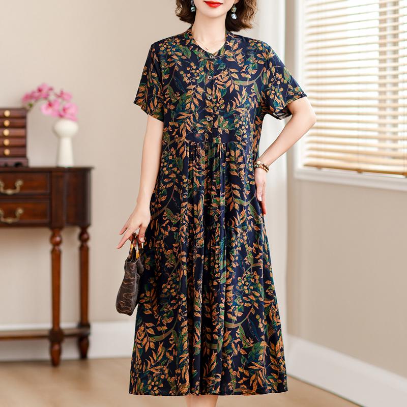 Lockere Kleider für Damen im Sommer, Übergröße, lässig, kurzärmelig, elegante Kleider für Damen, Vintage-Kleidung