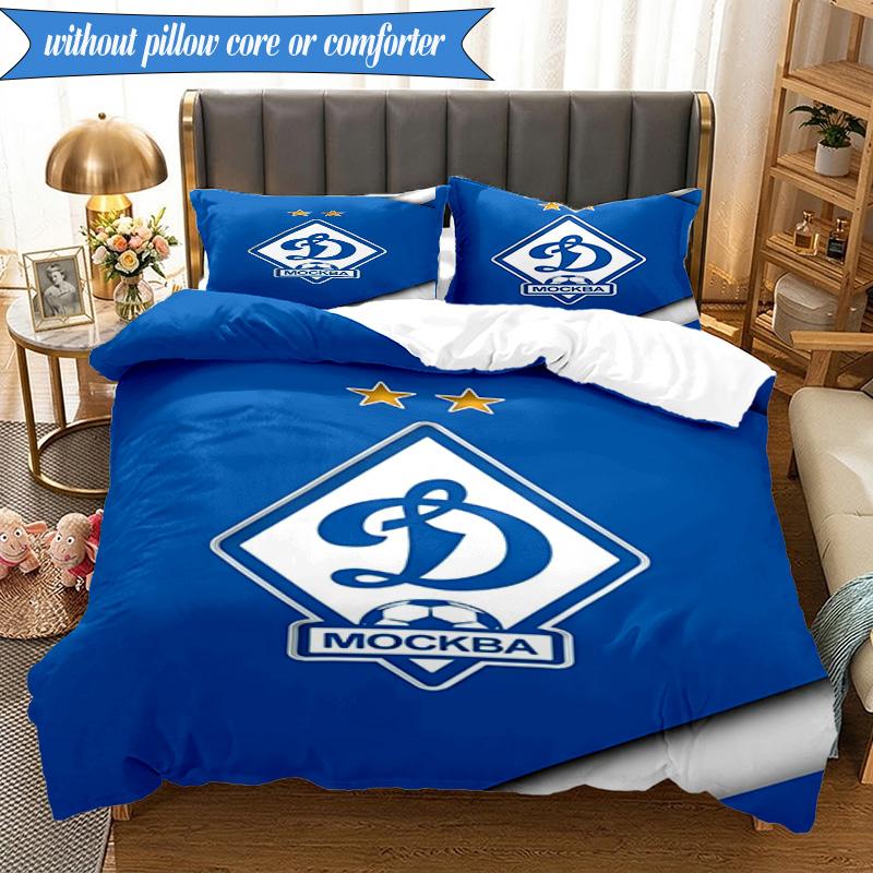 3PCS Dynamo Moscow Football Club Bedding Set 2D Printing (Includes 1 Duvet Cover + 2 Pillowcases Coreless), Bedroom decor,Fan gift