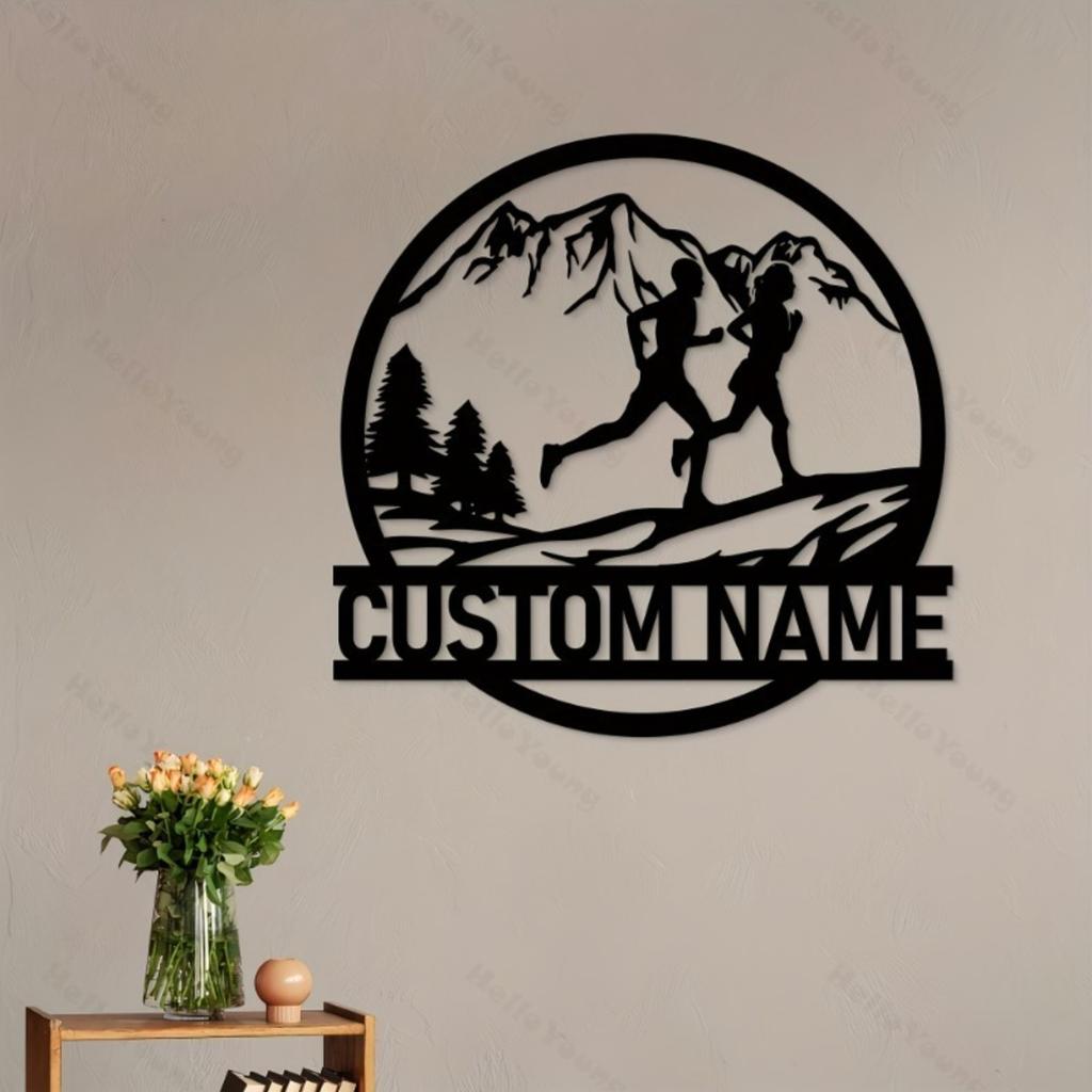 Customizable Metal Sign Running Silhouette Fairy Tale Family Name Wall Art Hot Sale