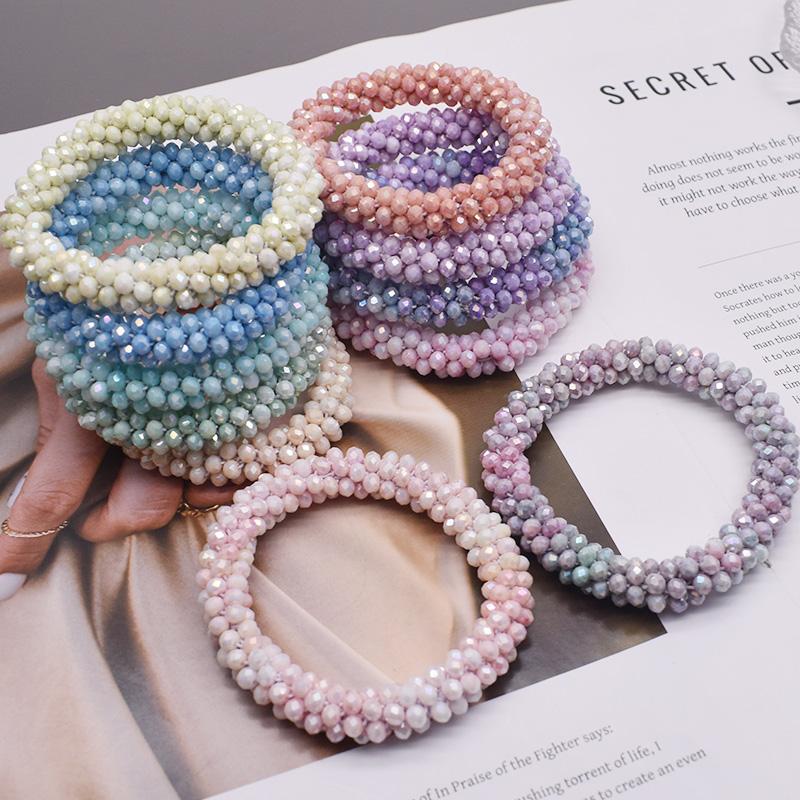 Trendy Bead Bracelet Elastic Handmade Strand Bracelets for Women Gift New Hair Accessory Glass Beads Bracelet