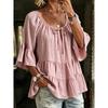 GMXIA Women's Fashion Casual Short Sleeve U-Neck Blouses & Shirts