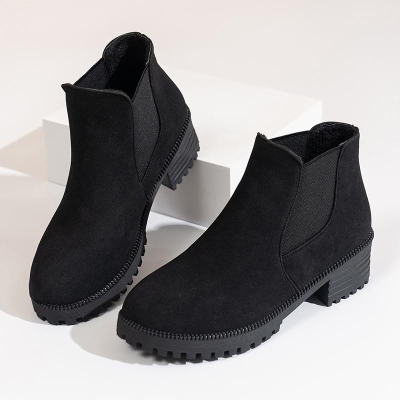 

Модные женские слипоны, уличная мода, элегантные короткие ботинки, 2024, осень и зима, новые, повседневные, водонепроницаемые, удобные ботинки, обувь для женщин 35 чёрный