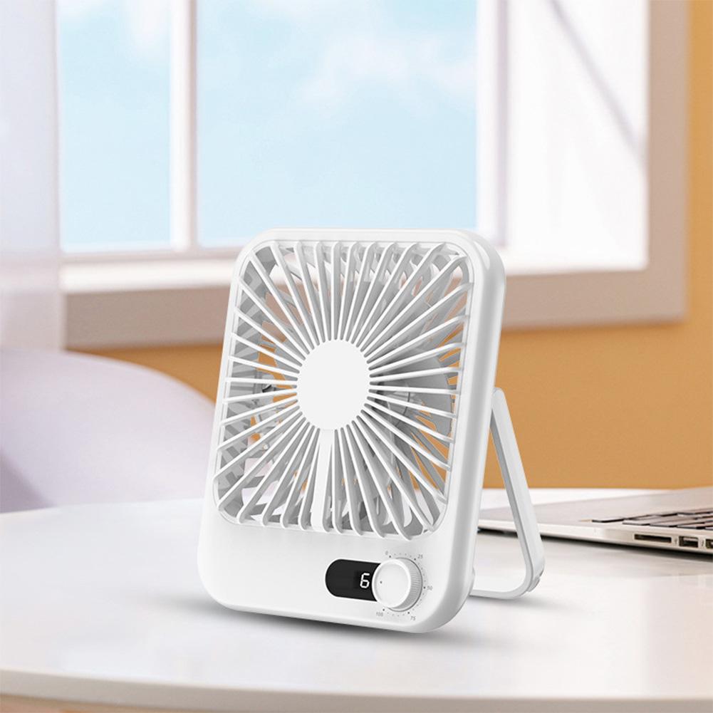 USB/Charging Portable Small Fan Digital Display Personal Desk Fan Adjustable Foldable Fan for Home Room Table Office