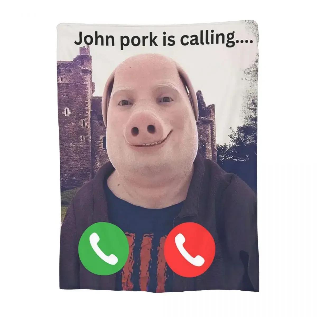 

John Pork Is Calling Blankets Soft Warm Flannel Throw Blanket Cover for Bed Living room Picnic Travel Home Couch 30x40in