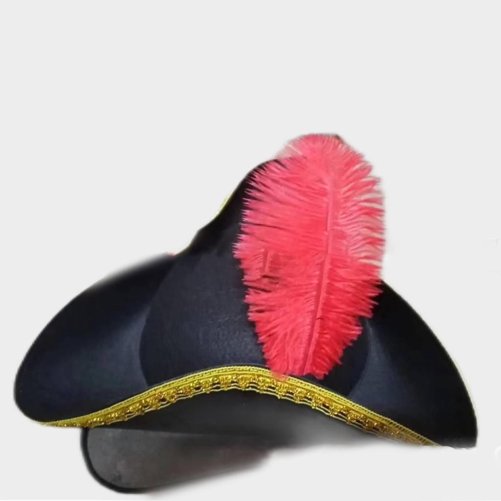 Lightweight Pirate Hat Colonial Tricorn Hat with Feather Decors Carnivals Pirate Hat Cosplay Party Cute Hat for Adult