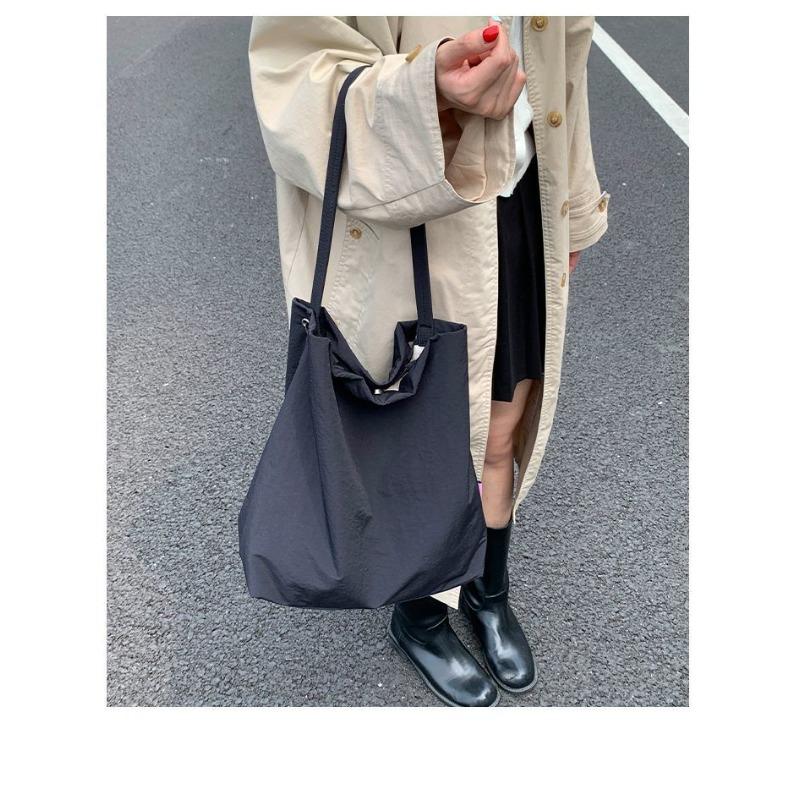 

Slack drawstring tote bag new solid color casual shoulder bag simple ins versatile commuter handbag length 40 width 15 height 36