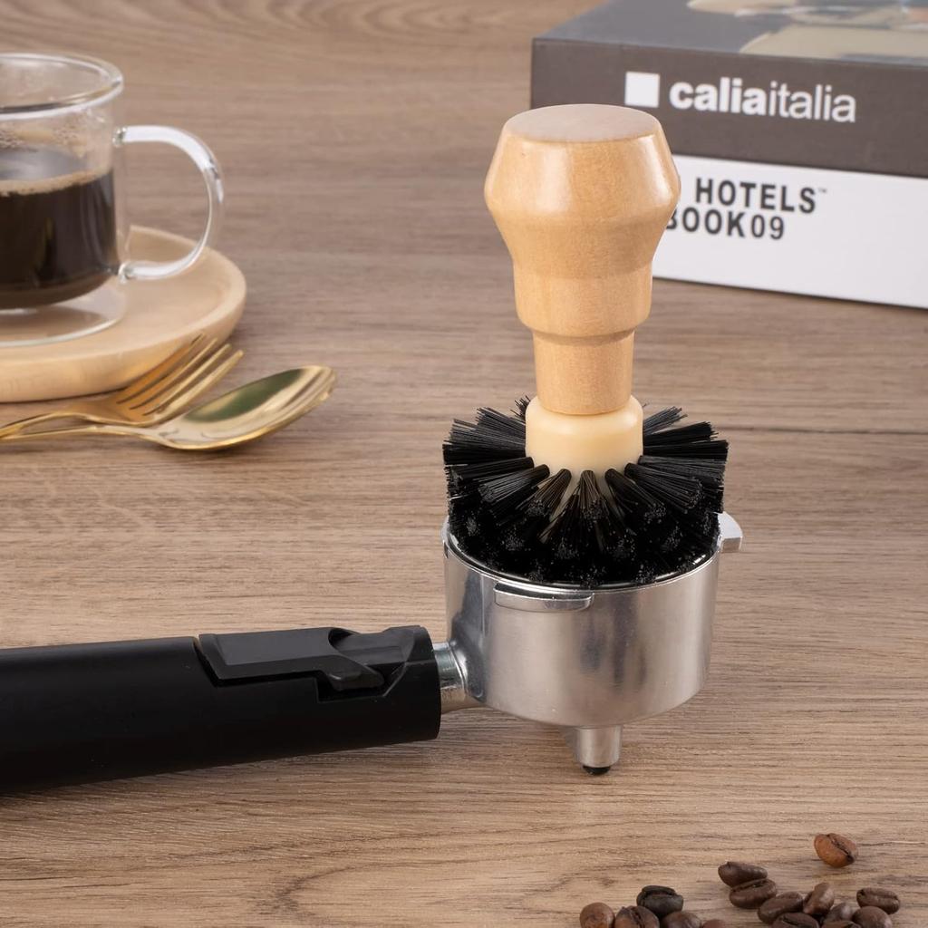 51-58mm Portafilter Cleaning Brush Contoured Espresso Basket Scrubber for Deep Clean Non-Scratch Barista Tool for Home Machines