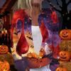 Women's Long Sleeve Knit Cardigan Button Front Sweater Halloween Themed Print Casual Lightweight Outerwear for Seasonal Wear
