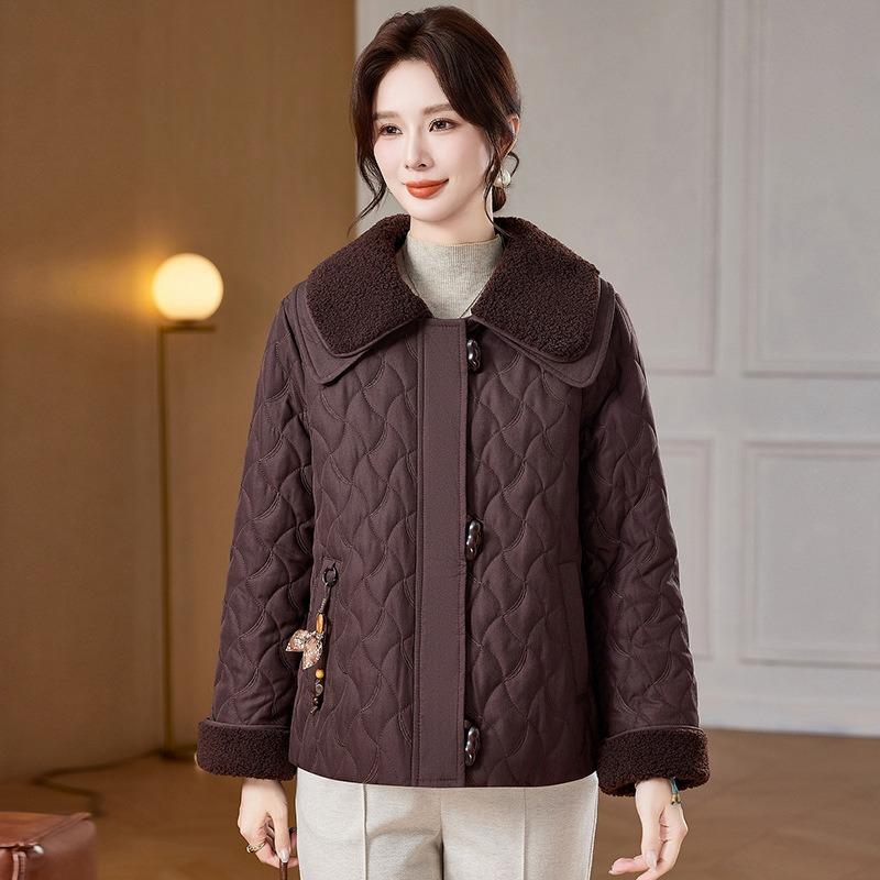 

Осенне-зимнее хлопковое пальто, новое женское лоскутное короткое пальто с кукольным воротником, свободная хлопковая одежда 5XL [Recommended 150-80 kg]