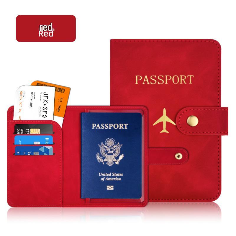 Hand-Stitched PU Leather Passport Holder with Buckle