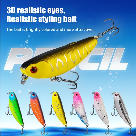 

5.5CM/5.6G Topwater Pencil Lure с тройным крючком Реалистичная плавающая приманка для джиггинга жёлтый