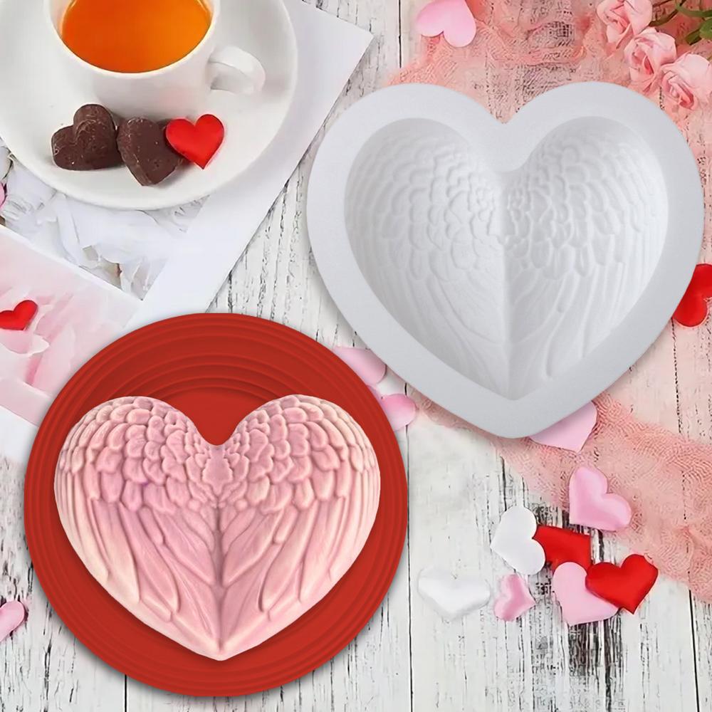 Silicone Molds For Baking Heart Candy Fondant Molds Creative Flexible Mould Realistic Feather Tool For Couples Making Bakery