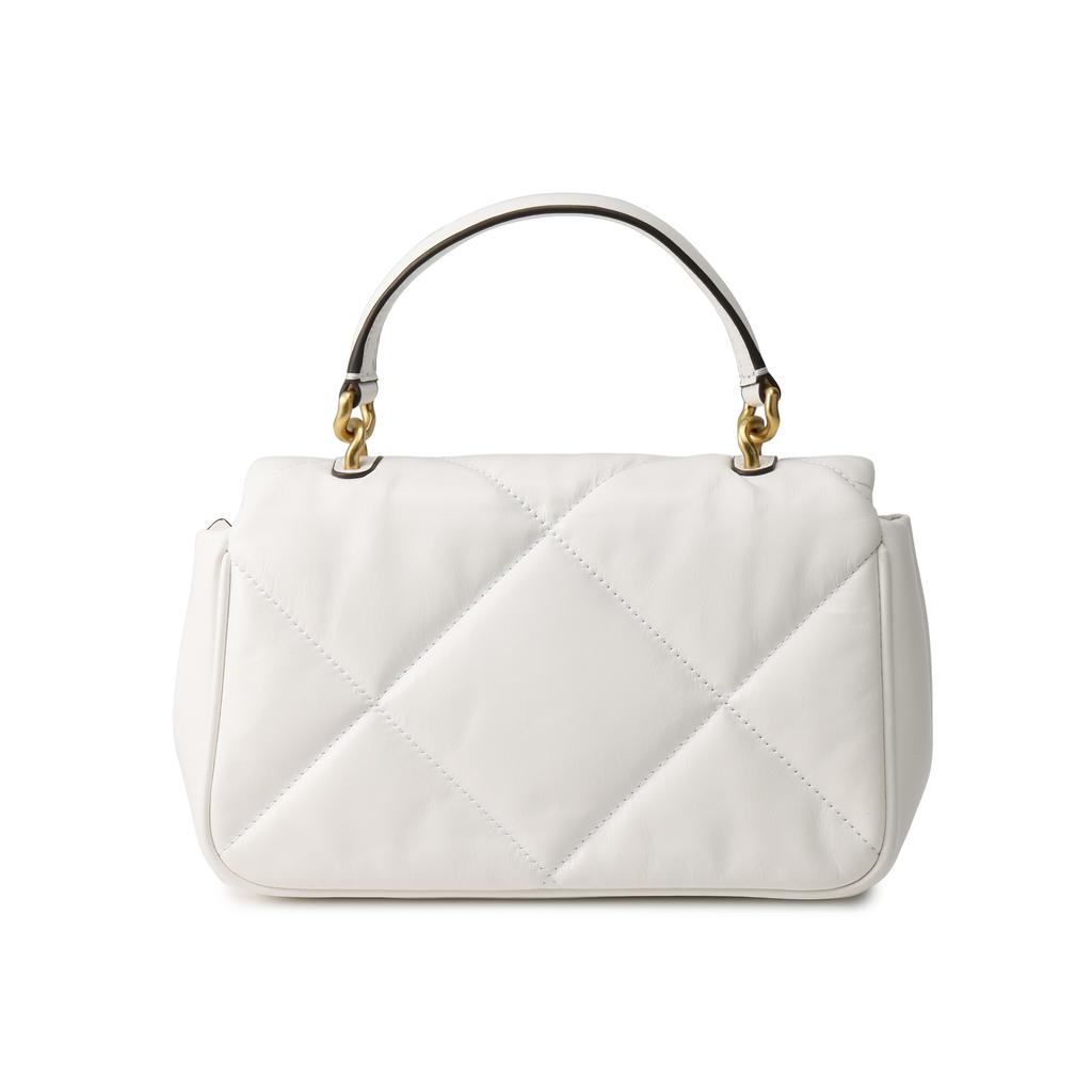 Tory Burch Kira Logo Flap Closure Napa Leather Tote Shoulder Crossbody Bag Small Women Bags White 154719-100