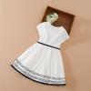 Girls Dress Short Sleeve Princess Dress Summer Cotton Round Collar White Tutu Dress Children 5-12 Years Kids Clothing