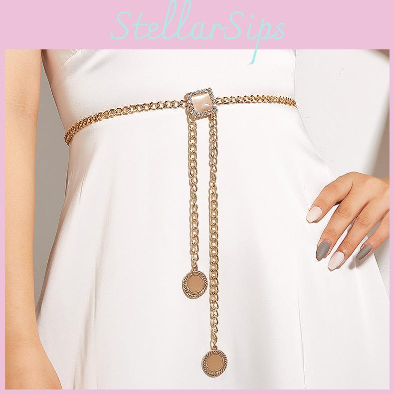 Fashion Simulation Pink Gemstone Decoration Women Casual Waist Chain For Daily