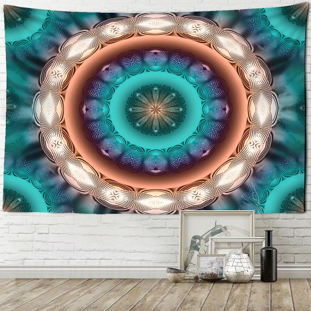 Tapiserie cu mandala colorată, agățată pe perete, în stil boem, vrăjitorie psihedelică, Tapiz, artă hippie, decor acasă