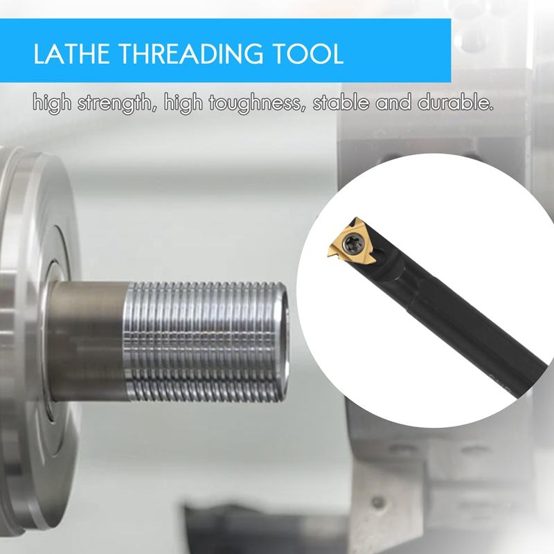 2025 Trend 1/2 Inch Lathe Threading Boring Bar With 10Pcs 16IR AG60 Internal Threading Carbide Turning Inserts And T15 Wrench