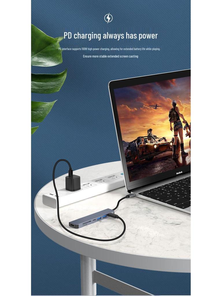 Type-C HDMI Adapter Hub with PD100W Charging for Mobile and Computer Display Projection