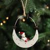 Artistic Moon Boat Hanging Decors Moon Boat Durable Unique Pendant Iron Craft Eye Catching Snowman Christmas Tree Decorations